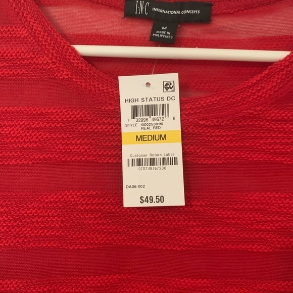 New INC brilliant red short sleeved top medium - Picture 5 of 6